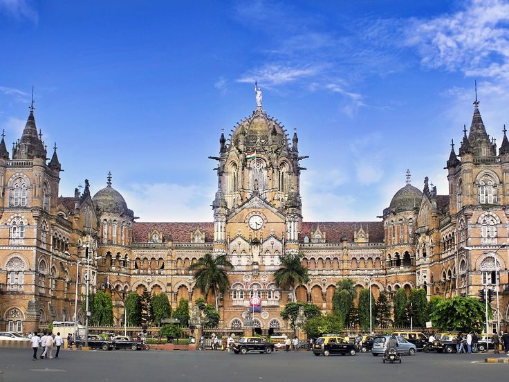 Chhatrapati Shivaji Maharaj Terminus in Mumbai — Victorian Gothic domes, arches, turrets and carved stone facade